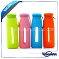 glass drink bottle with plastic lid, new silicon sleeve
